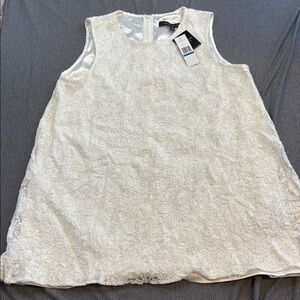 Carmen Marc Valvo Ivory Lace Sleeveless XL mini dress